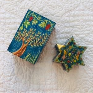 Vintage hand painted Israeli boxes Star of David